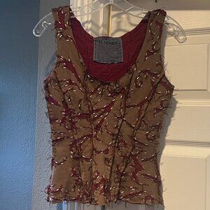 PROJECT ALABAMA handmade reverse-quilted & beaded top XS